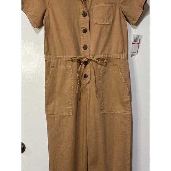 Oat New York Drawstring-Waist Wide Leg Jumpsuit Size XS NWT Dusty Peach Cotton - Picture 6 of 14